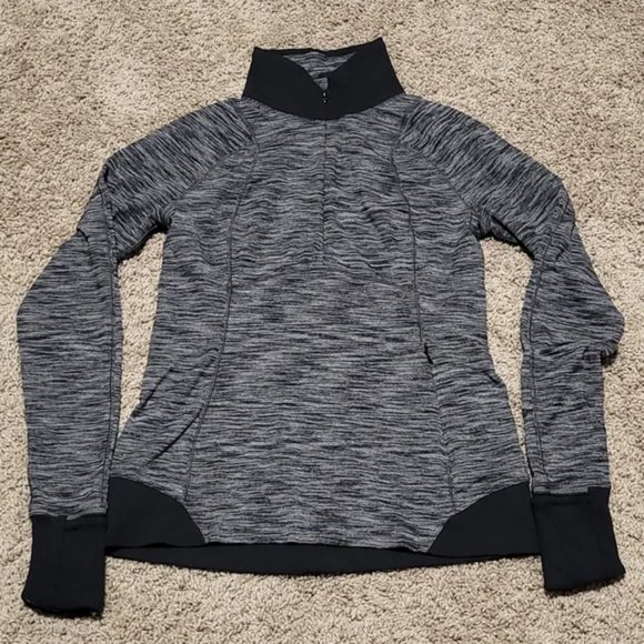 Lululemon Runderful 1/2 Zip Mini Check Pique Black Heathered Black / Gray Size 6 - Picture 4 of 12